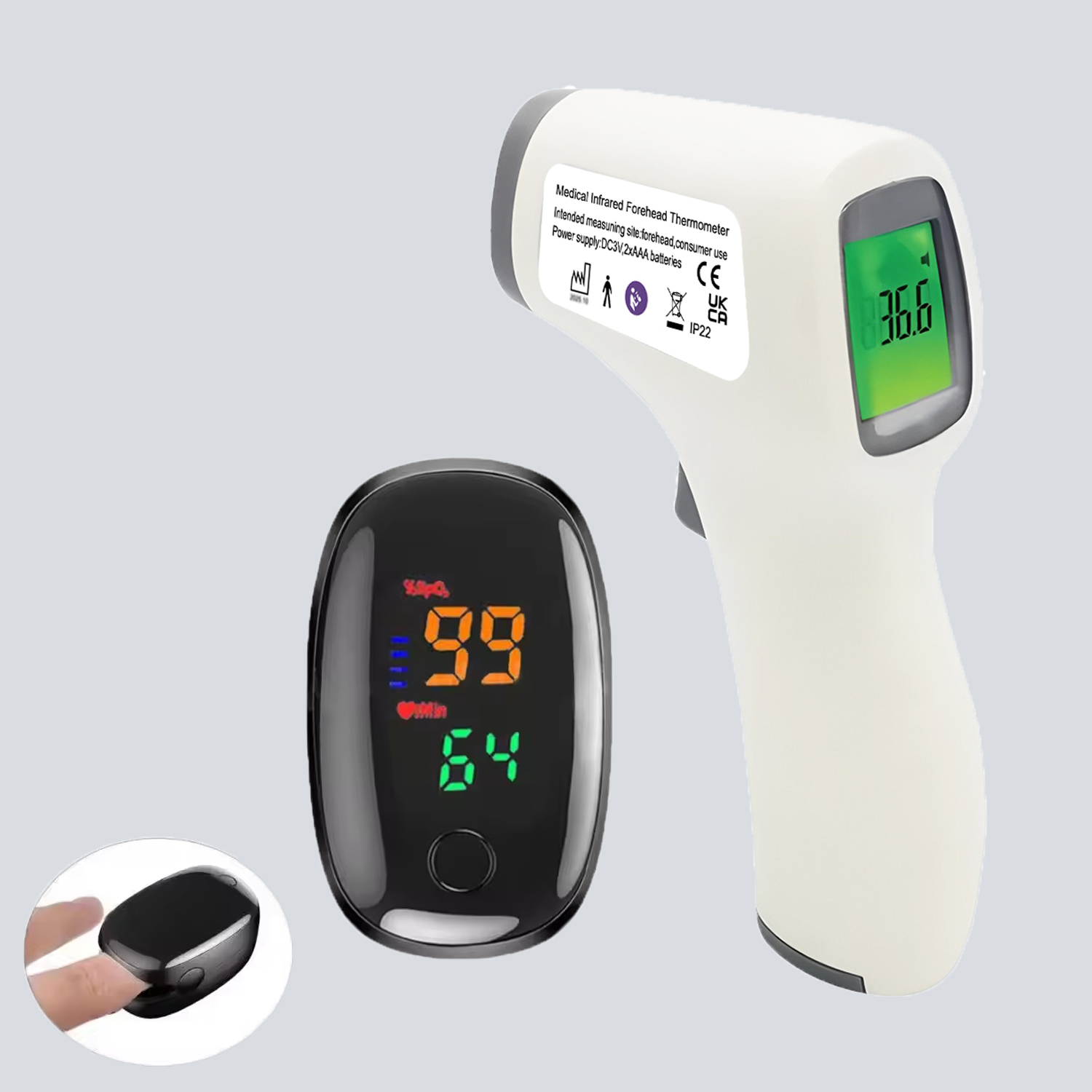 Pulse Oximeter - Tragbares medizinisches Thermometer- und Oximeter-Set |