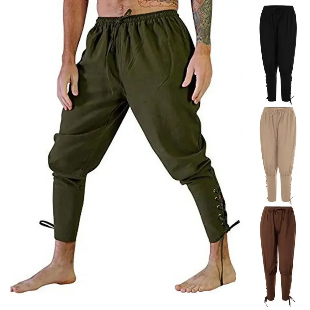 Bandage - Mittelalterliche Piratenhose für Erwachsene Männer, Leinen-Reiterkostüm,